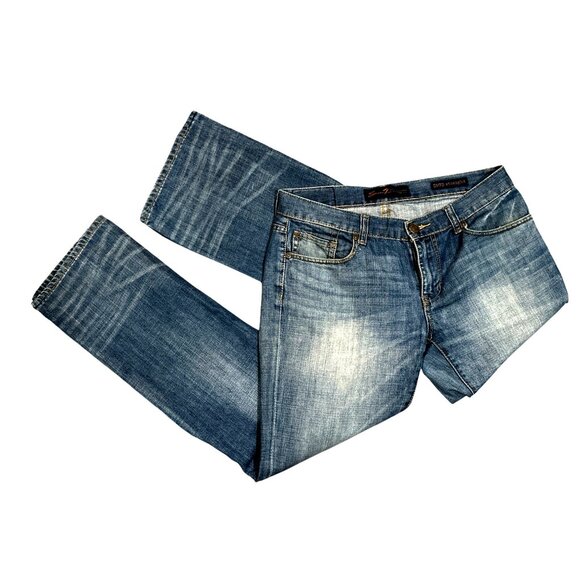 Seven7 Vintage Flared Jeans Floral Paisley Bell Bottom Design Leg Inserts Sz 32 - Picture 16 of 16